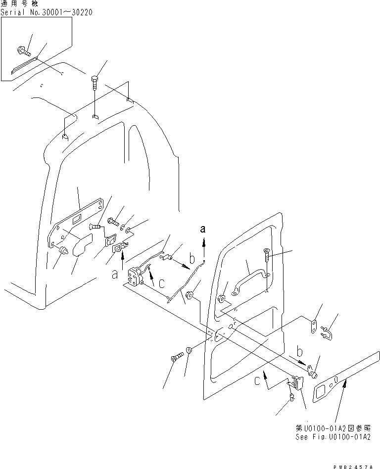 Komatsu parts book diagram for PC300-6Z S/N 30001-UP (Custom Spec.): OPERATOR'S CAB (DOOR LOCK) (FOR VANDALISM PROTECTION)