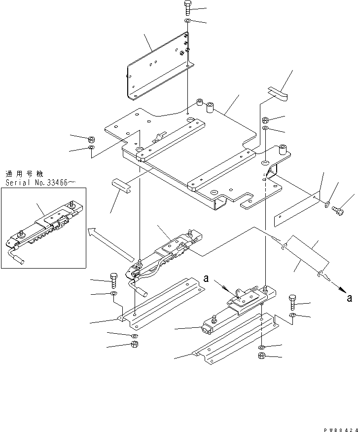Komatsu parts book diagram for PC300-6Z S/N 30001-UP (Custom Spec.): FLOOR FRAME (LEFT STAND) (BASE)(#33001-34079)