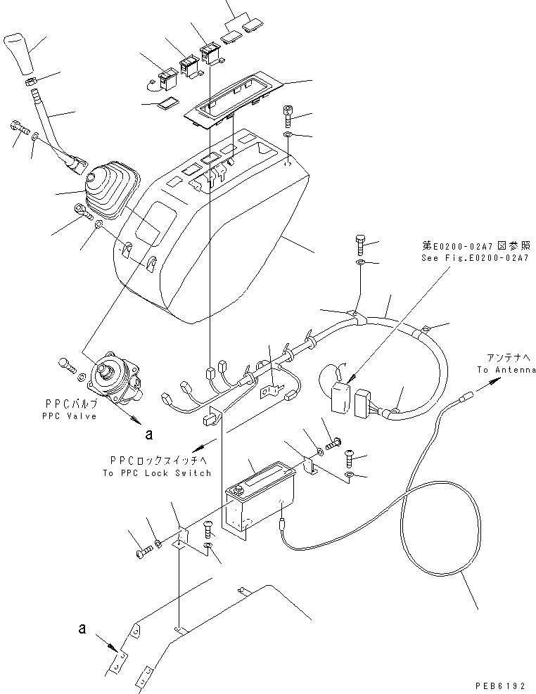 Komatsu parts book diagram for PC300-6Z S/N 30001-UP (Custom Spec.): LEFT STAND (LEVER ? COVER AND HARNESS) (WITH RADIO)(#30251-32999)