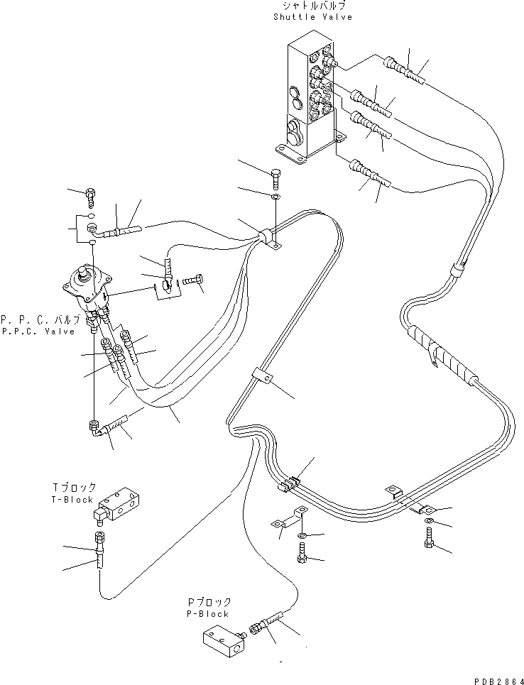 Komatsu parts book diagram for PC300-6Z S/N 30001-UP (Custom Spec.): FLOOR FRAME (PPC WORK LINE) (HOSE)(#30638-32999)