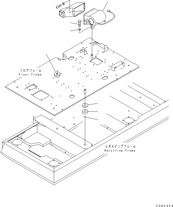 Komatsu parts book diagram for PC300-6Z S/N 30001-UP (Custom Spec.): FLOOR FRAME (HEATER AND CUSHION) (LARGE CAPACITY)(#30638-)