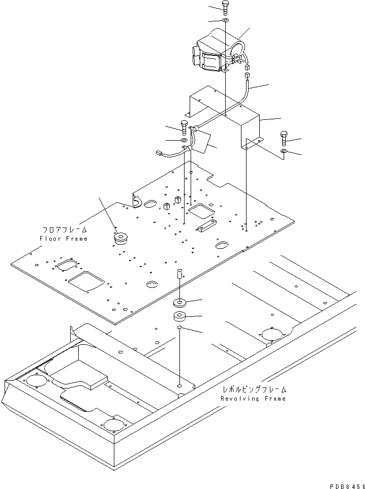 Komatsu parts book diagram for PC300-6Z S/N 30001-UP (Custom Spec.): FLOOR FRAME (HEATER AND CUSHION) (LARGE CAPACITY) (COLD WEATHER A SPEC.)(#30943-32999)