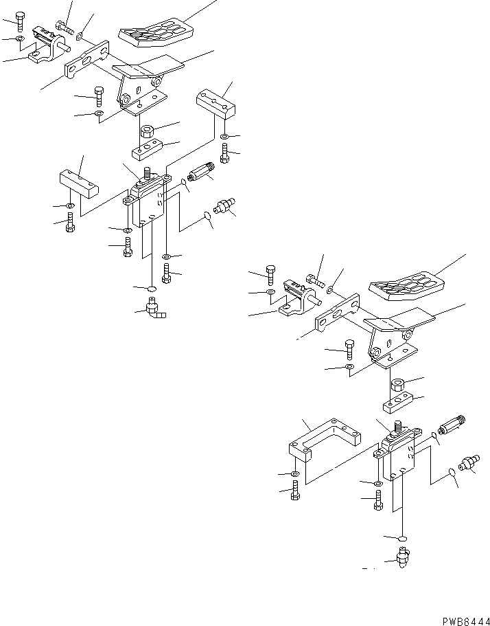 Komatsu parts book diagram for PC300-6Z S/N 30001-UP (Custom Spec.): FLOOR FRAME (ATTACHMENT CONTROL PEDAL) (2 ACTUATOR)(#33001-)
