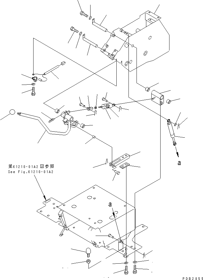Komatsu parts book diagram for PC300-6Z S/N 30001-UP (Custom Spec.): LEFT STAND (STAND AND SAFETY LOCK LEVER)(#30139-32999)