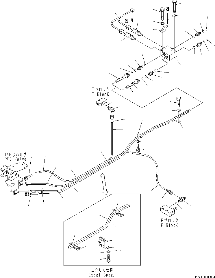 Komatsu parts book diagram for PC300-6Z S/N 30001-UP (Custom Spec.): ATTACHMENT LINE (PPC) (1 ACTUATOR) (KIT)(#30638-)