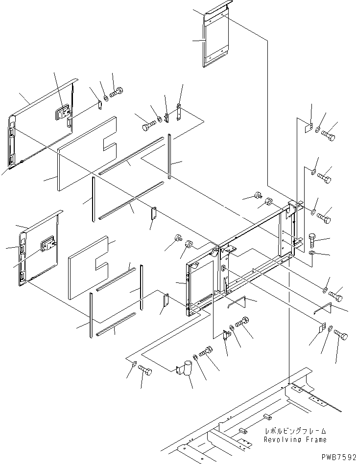 Komatsu parts book diagram for PC300-6Z S/N 30001-UP (Custom Spec.): RIGHT SIDE DOOR (MACHINE CAB)(#33001-33465)