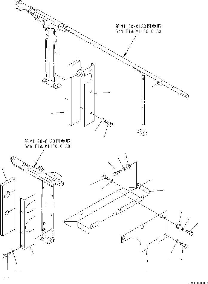 Komatsu parts book diagram for PC300-6Z S/N 30001-UP (Custom Spec.): PARTITION (MACHINE CAB) (PUMP AND RADIATOR SIDE)(#33001-)