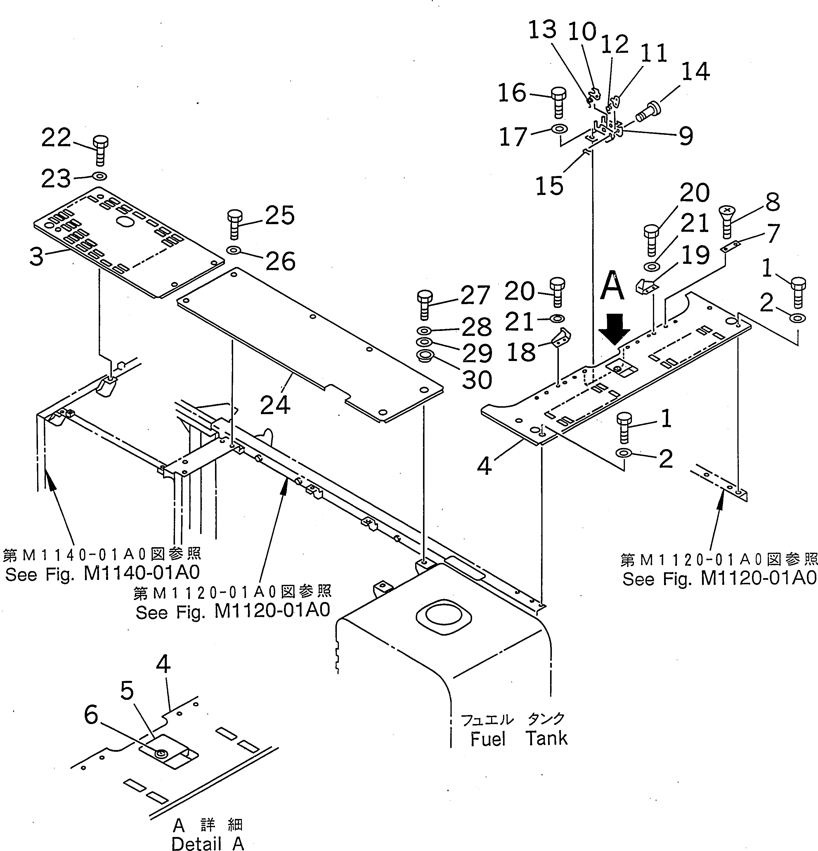Komatsu parts book diagram for PC300-6Z S/N 30001-UP (Custom Spec.): COVER (UPPER) (MACHINE CAB) (FOR ADDITIONAL PIPING)(#30001-32999)