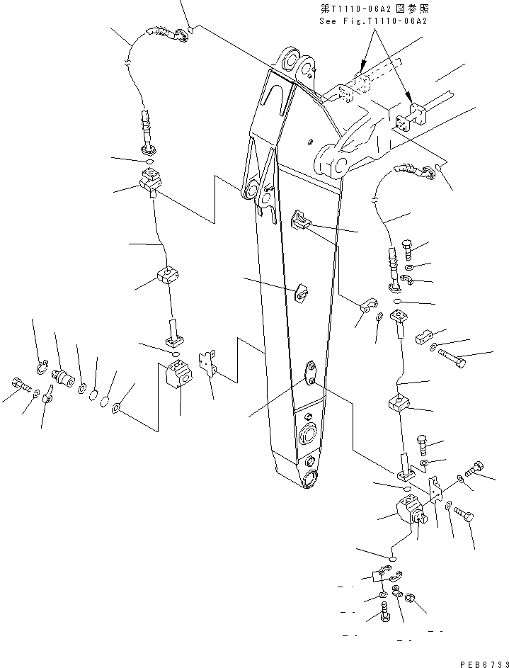 Komatsu parts book diagram for PC300-6Z S/N 30001-UP (Custom Spec.): ARM (3.2M) (ADDITIONAL PIPING)