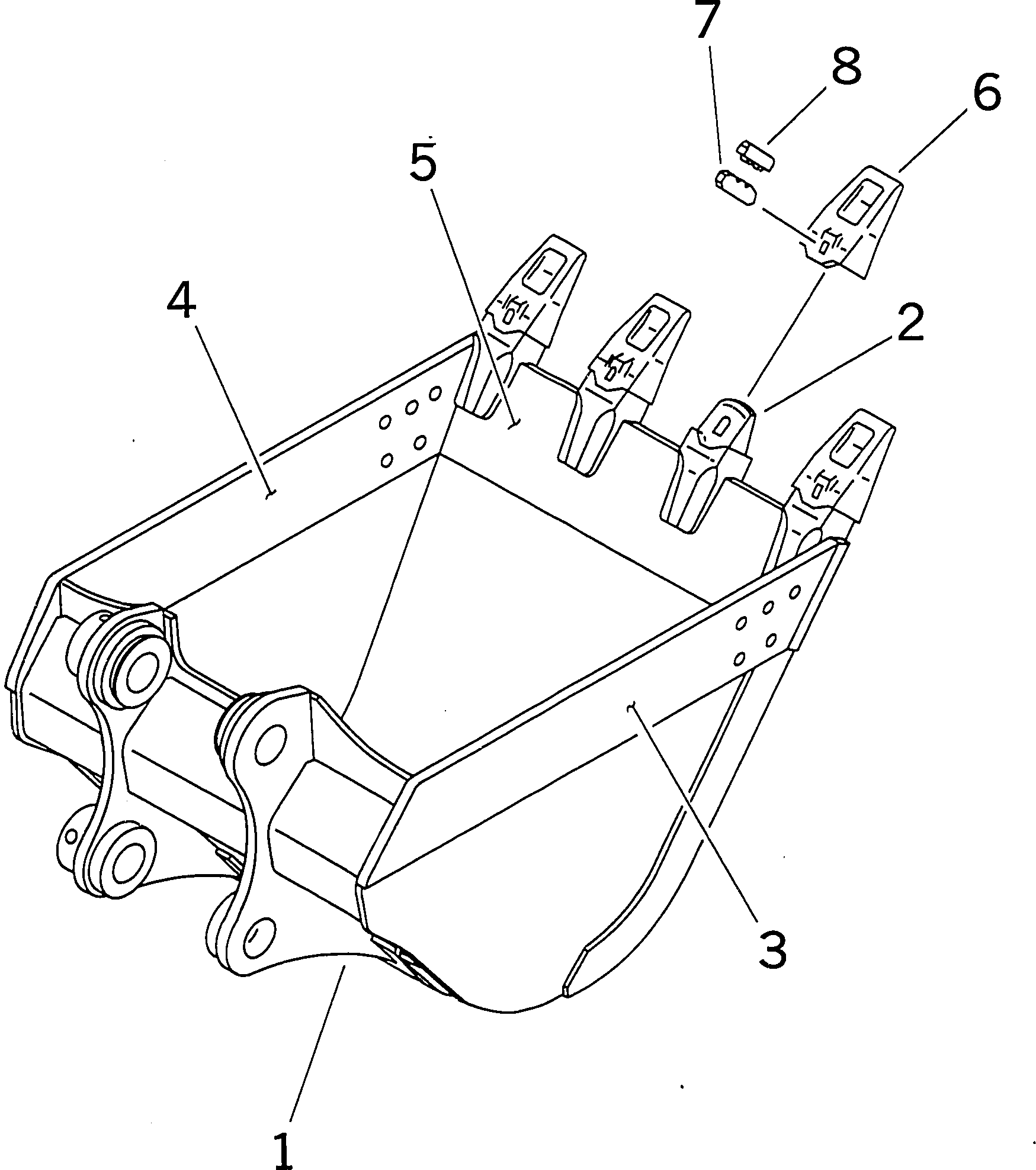 Komatsu parts book diagram for PC300-6Z S/N 30001-UP (Custom Spec.): BUCKET ? 1.0M3 ? 1145MM (VERTICAL PIN TYPE)