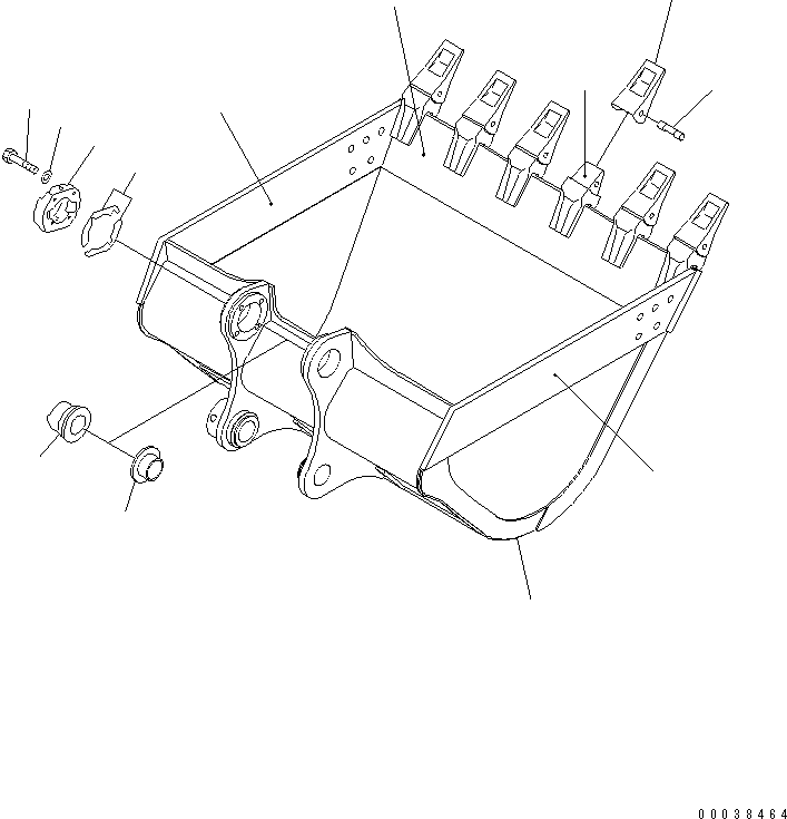 Komatsu parts book diagram for PC300-6Z S/N 30001-UP (Custom Spec.): BUCKET ? 1.4M3 ? 1515MM (HORIZONTAL PIN TYPE) (WITH ADJUSTING)(#34268-)
