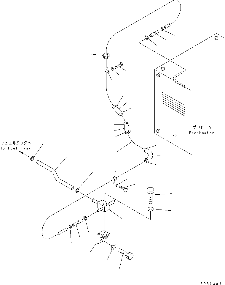 Komatsu parts book diagram for PC300-6Z S/N 30001-UP (Custom Spec.): PRE-HEATER (FUEL LINE)(#30139-)