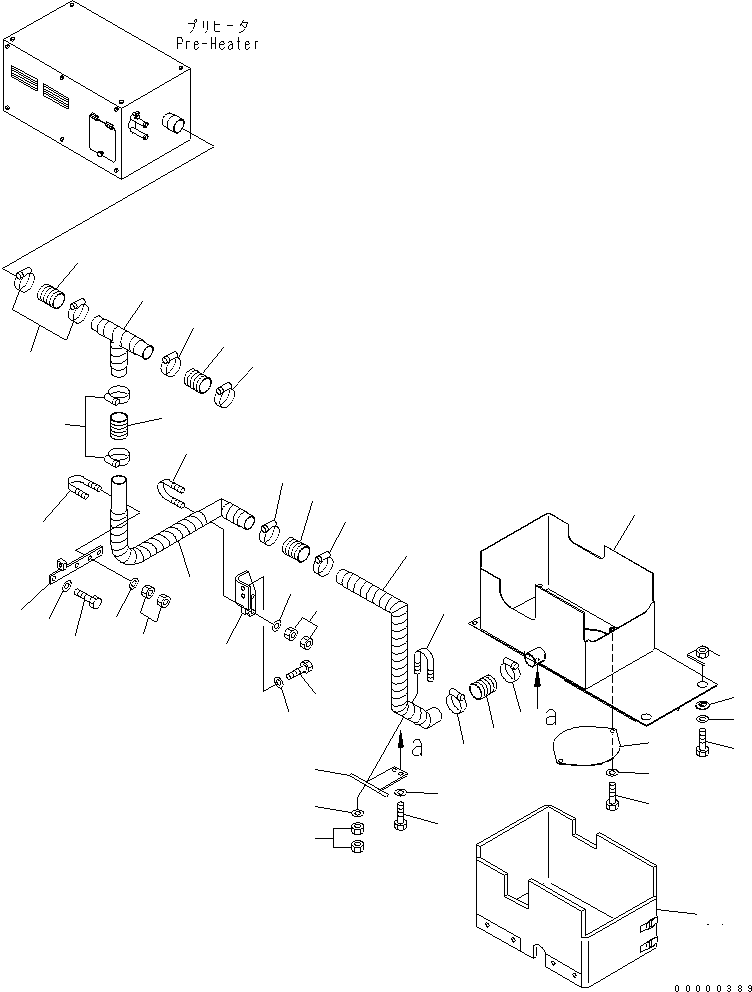 Komatsu parts book diagram for PC300-6Z S/N 30001-UP (Custom Spec.): PRE-HEATER (DUCT) (CAB HEATER)(#34233-)