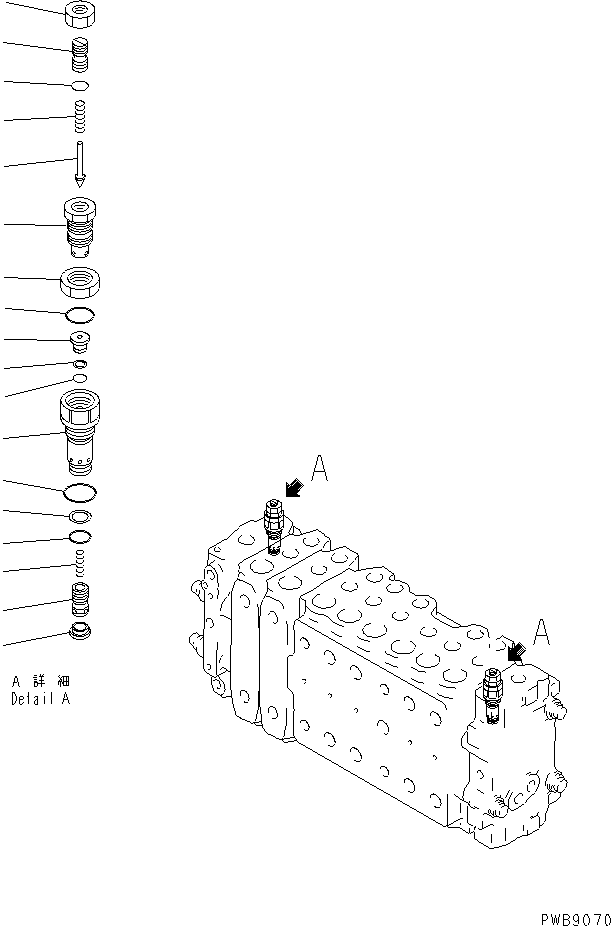 Komatsu parts book diagram for PC300-6Z S/N 30001-UP (Custom Spec.): MAIN VALVE (2-ACTUATOR) (6/15)(#30893-)