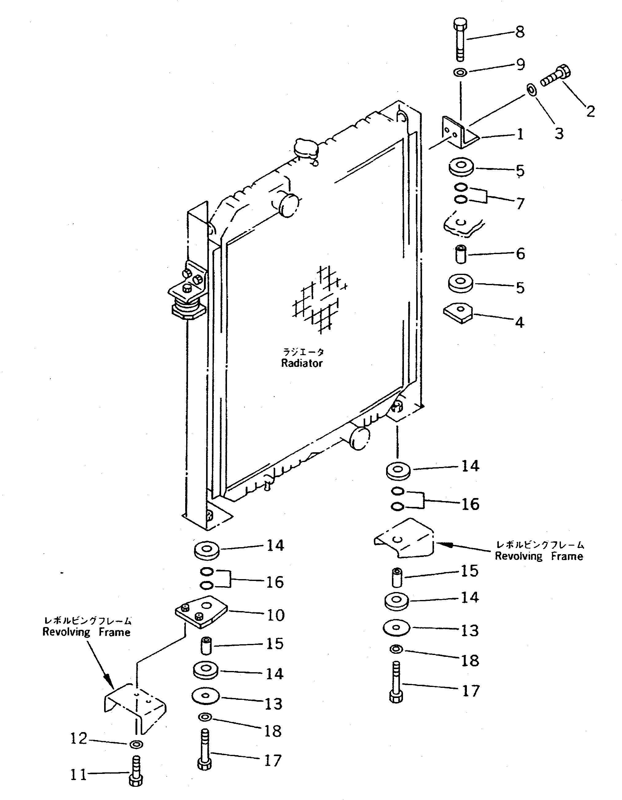 Excavators Komatsu / PC300-5K S/N K20001-UP(pc300-5u) / RADIATOR MOUNTING(030080 : 1231)