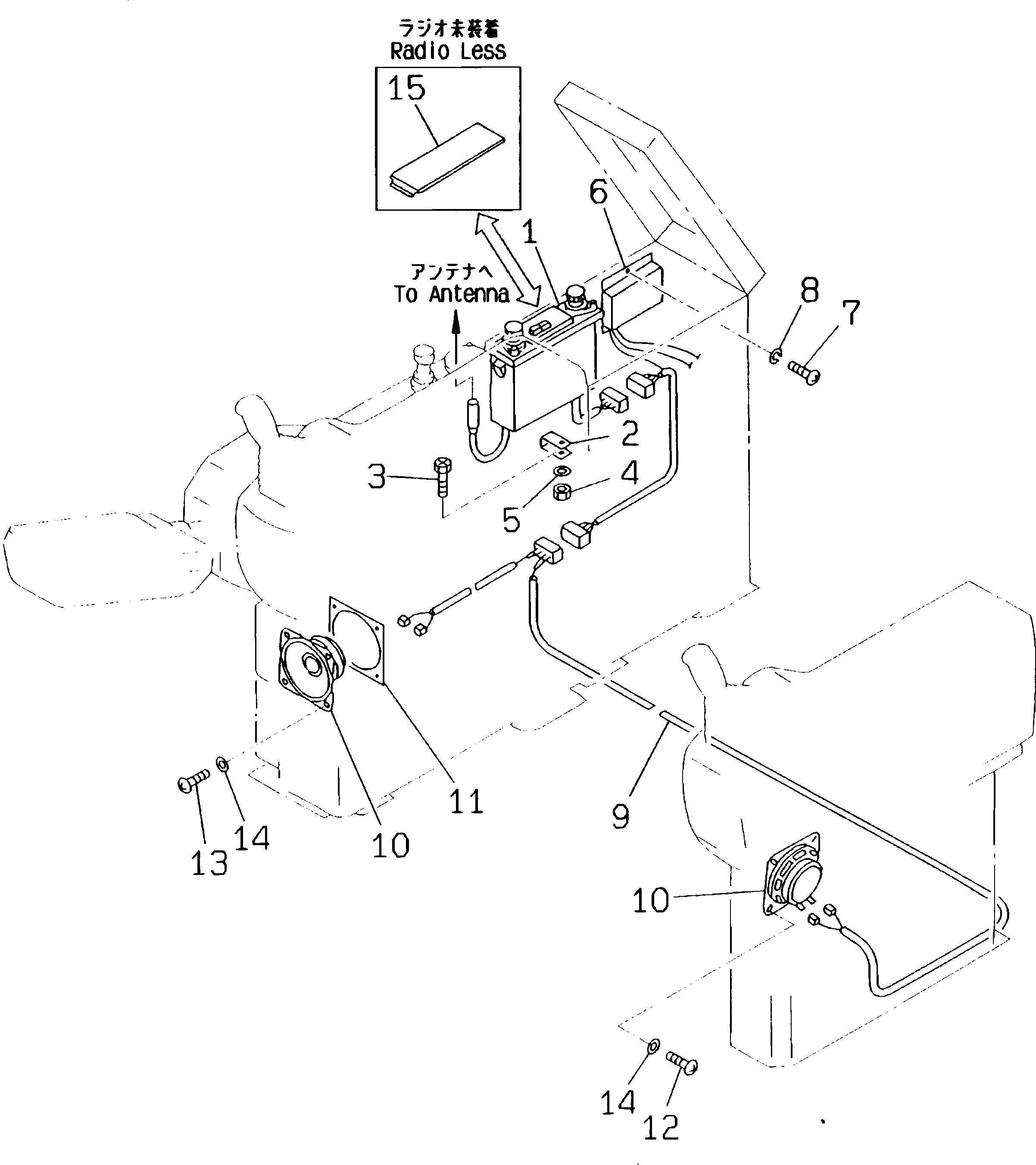 Excavators Komatsu / PC300-5K S/N K20001-UP(pc300-5u) / ELECTRICAL SYSTEM (RADIO AND SPEAKER)(030360 : 1802)