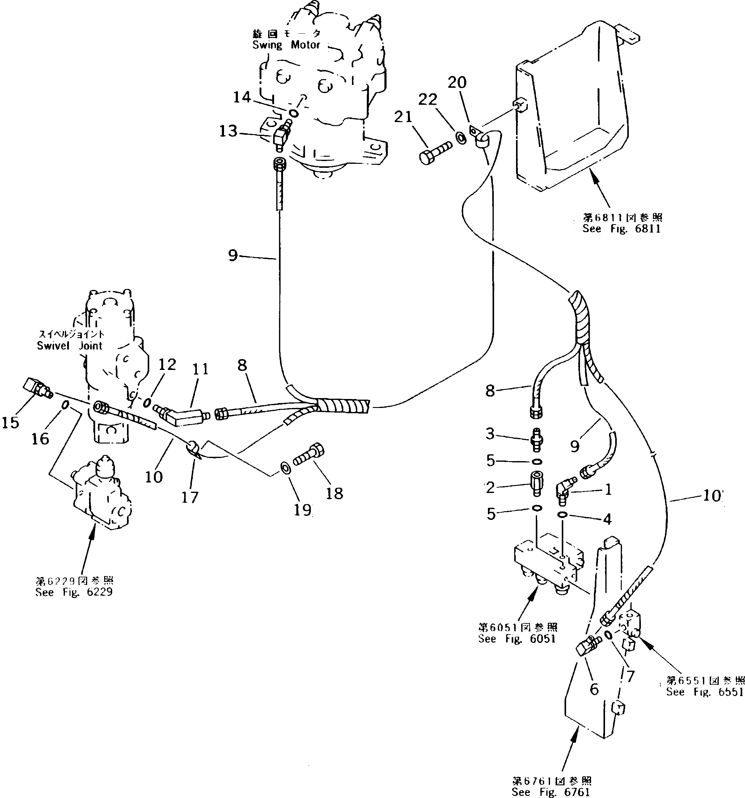 Excavators Komatsu / PC300-5K S/N K20001-UP(pc300-5u) / TRAVEL HIGH-LOW VALVE PIPING(180470 : 6521)