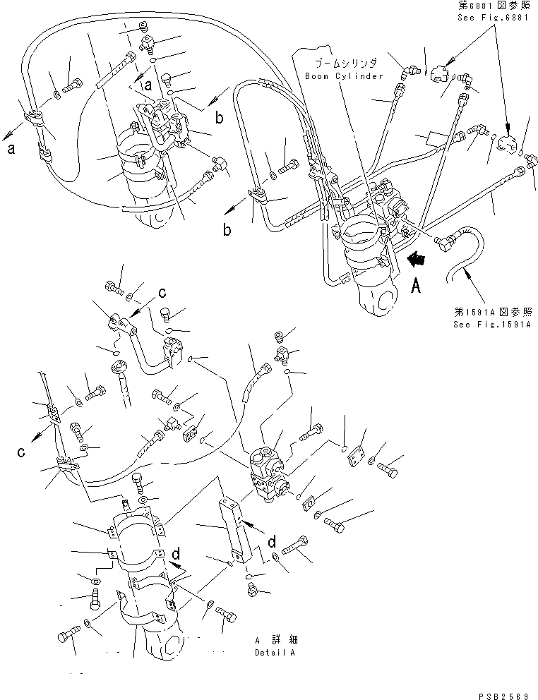 Excavators Komatsu / PC300-5K S/N K20001-UP(pc300-5u) / BOOM CYLINDER LOCK VALVE PIPING (ATTACHMENT SIDE) (REXROTH)(#K20407-)(210120 : 7191A)