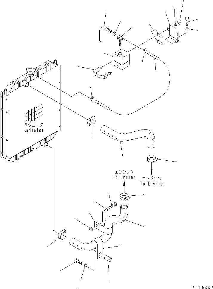 Komatsu parts book diagram for PC300-6 S/N 30001-UP: COOLING (RADIATOR PIPING)(#34110-)