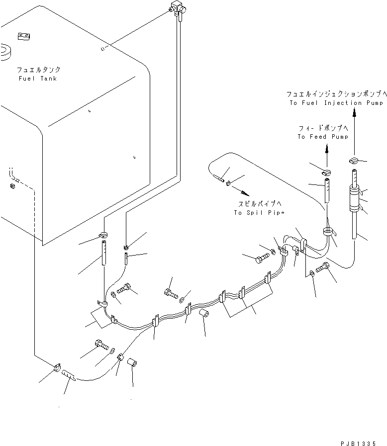 Komatsu parts book diagram for PC300-6 S/N 30001-UP: FUEL LINE