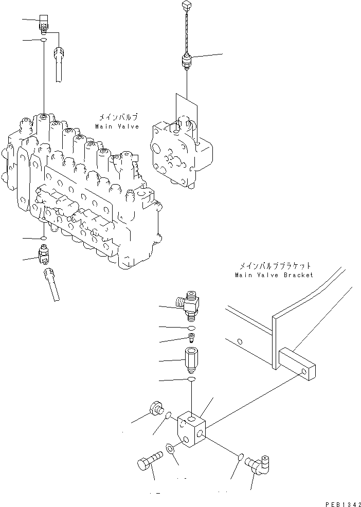 Komatsu parts book diagram for PC300-6 S/N 30001-UP: MAIN VALVE (SENSOR) (1 ACTUATOR)(#30001-32999)