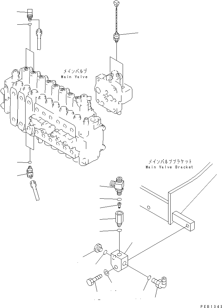 Komatsu parts book diagram for PC300-6 S/N 30001-UP: MAIN VALVE (SENSOR) (2 ACTUATOR)(#30001-32999)
