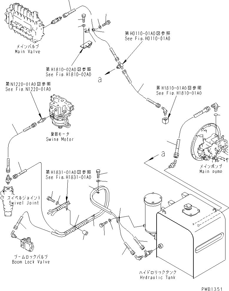 Komatsu parts book diagram for PC300-6 S/N 30001-UP: DRAIN LINES(#30001-32999)