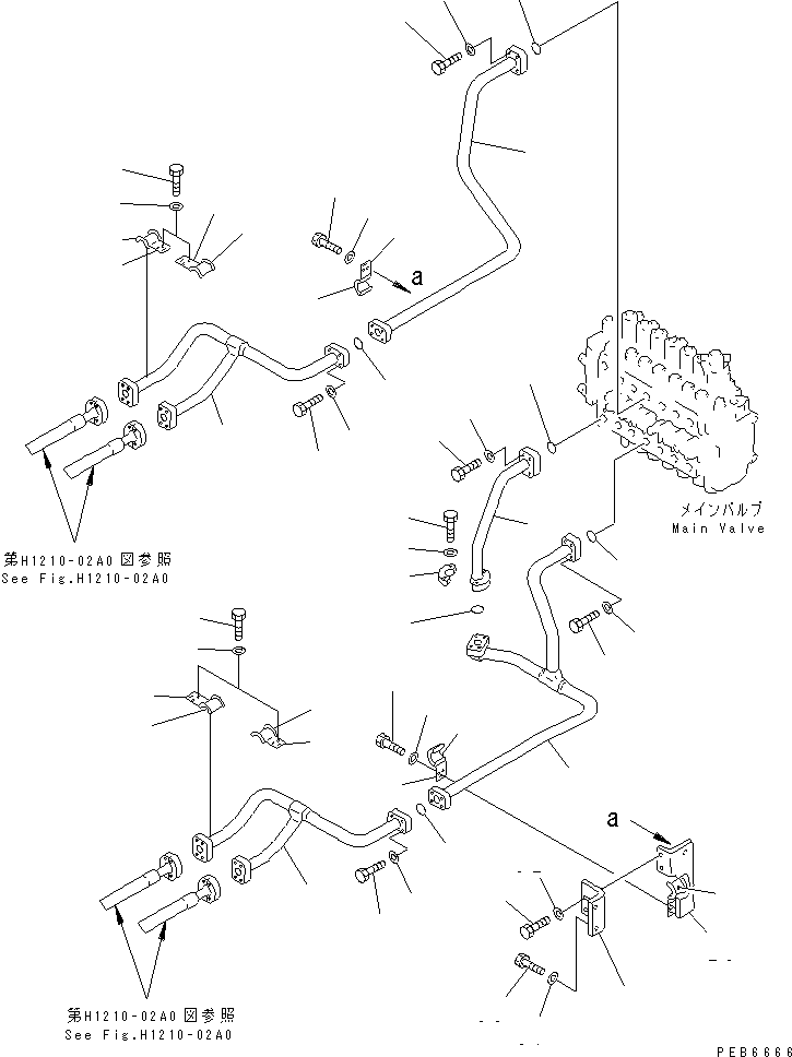 Komatsu parts book diagram for PC300-6 S/N 30001-UP: BOOM LINE (VALVE BOOM LINE) (WITH DRIFT PRIVENTIVE)(#30850-32999)