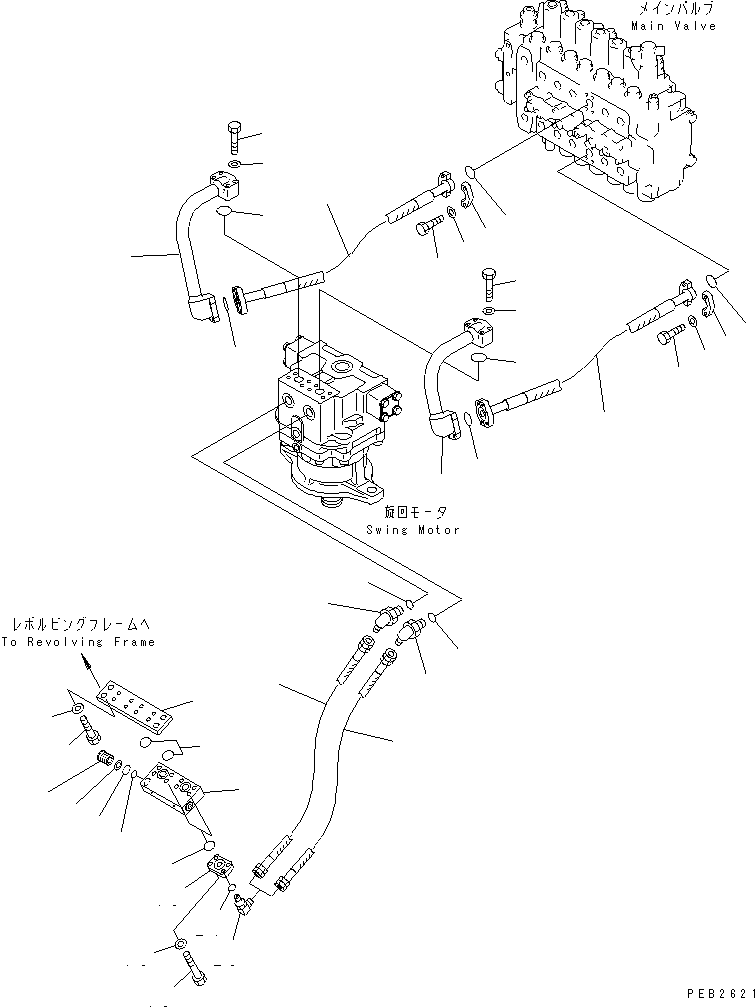 Komatsu parts book diagram for PC300-6 S/N 30001-UP: SWING LINE (WITH SWING BACK PREVENTION VALVE)(#30001-32999)