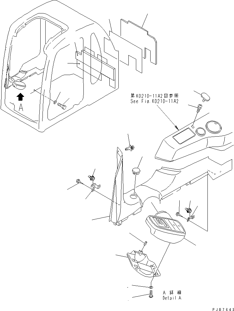 Komatsu parts book diagram for PC300-6 S/N 30001-UP: OPERATOR'S CAB (PANEL COVER AND MONITOR SYSTEM) (WITH HEATER)(#33001-)