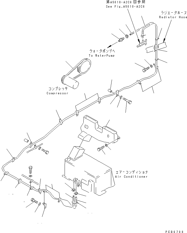 Komatsu parts book diagram for PC300-6 S/N 30001-UP: AIR CONDITIONER (HEATING LINES AND DUCT)(#30638-32999)