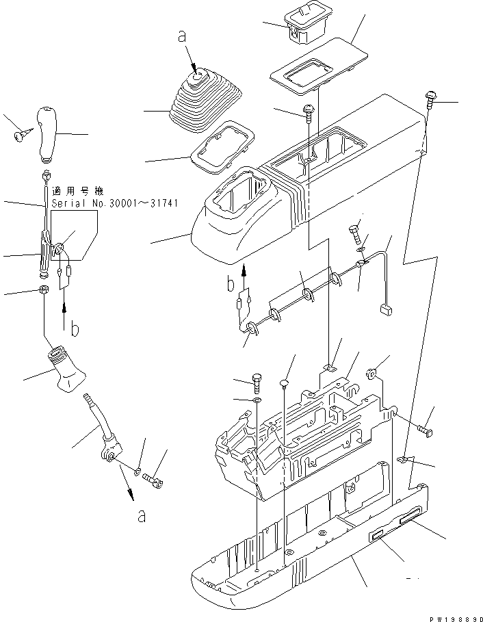 Komatsu parts book diagram for PC300-6 S/N 30001-UP: FLOOR FRAME (LEFT STAND) (LEVER L.H. AND HARNESS)(#30638-)