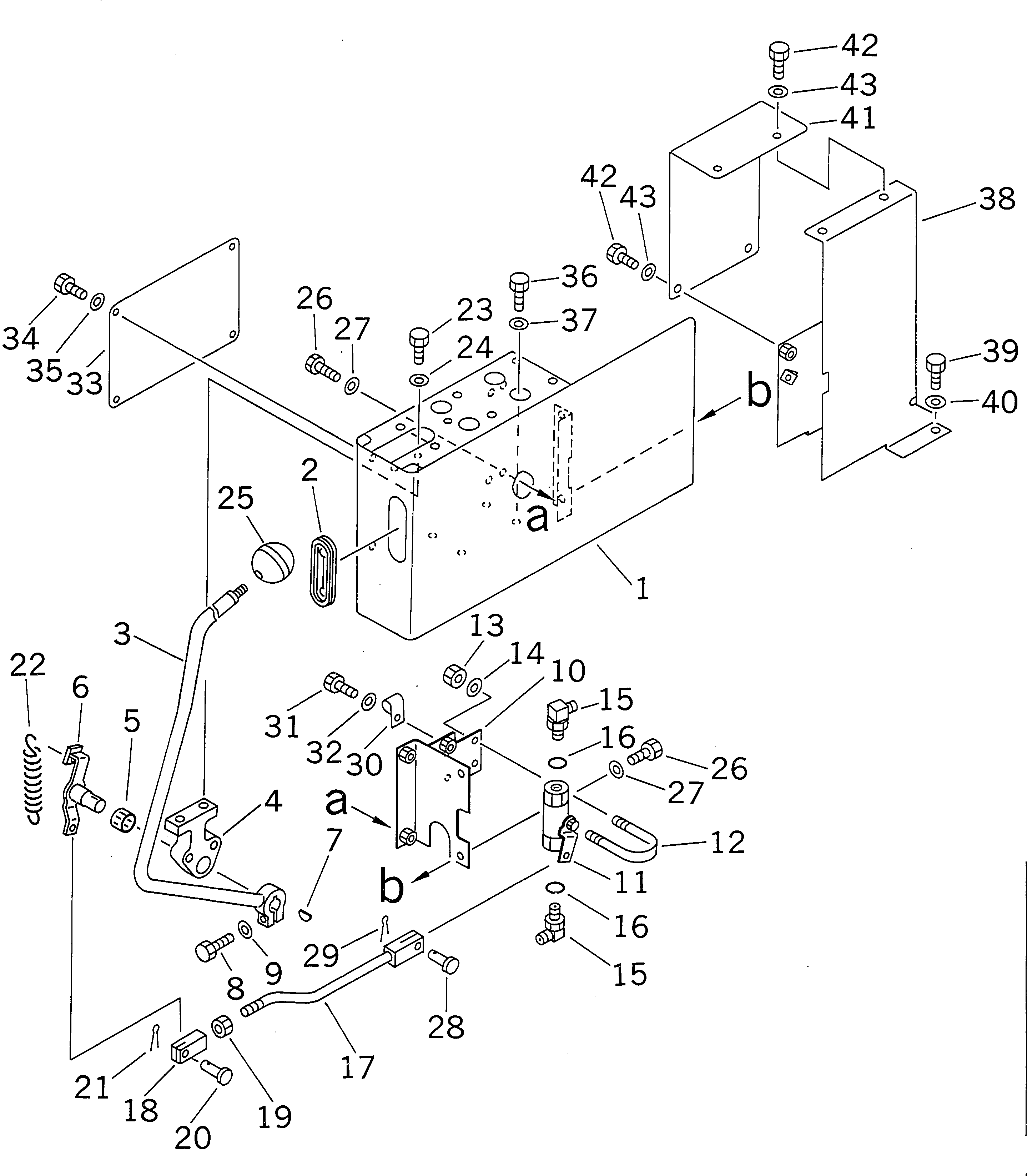 Komatsu parts book diagram for PC300-6 S/N 30001-UP: LEFT STAND (STAND AND REAR COVER)(#30001-30637)