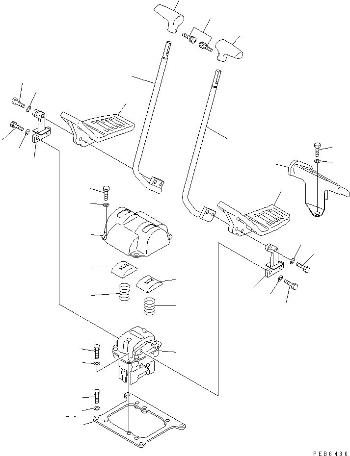 Komatsu parts book diagram for PC300-6 S/N 30001-UP: FLOOR FRAME (TRAVEL LEVER) (1 ACTUATOR)(#30638-32999)