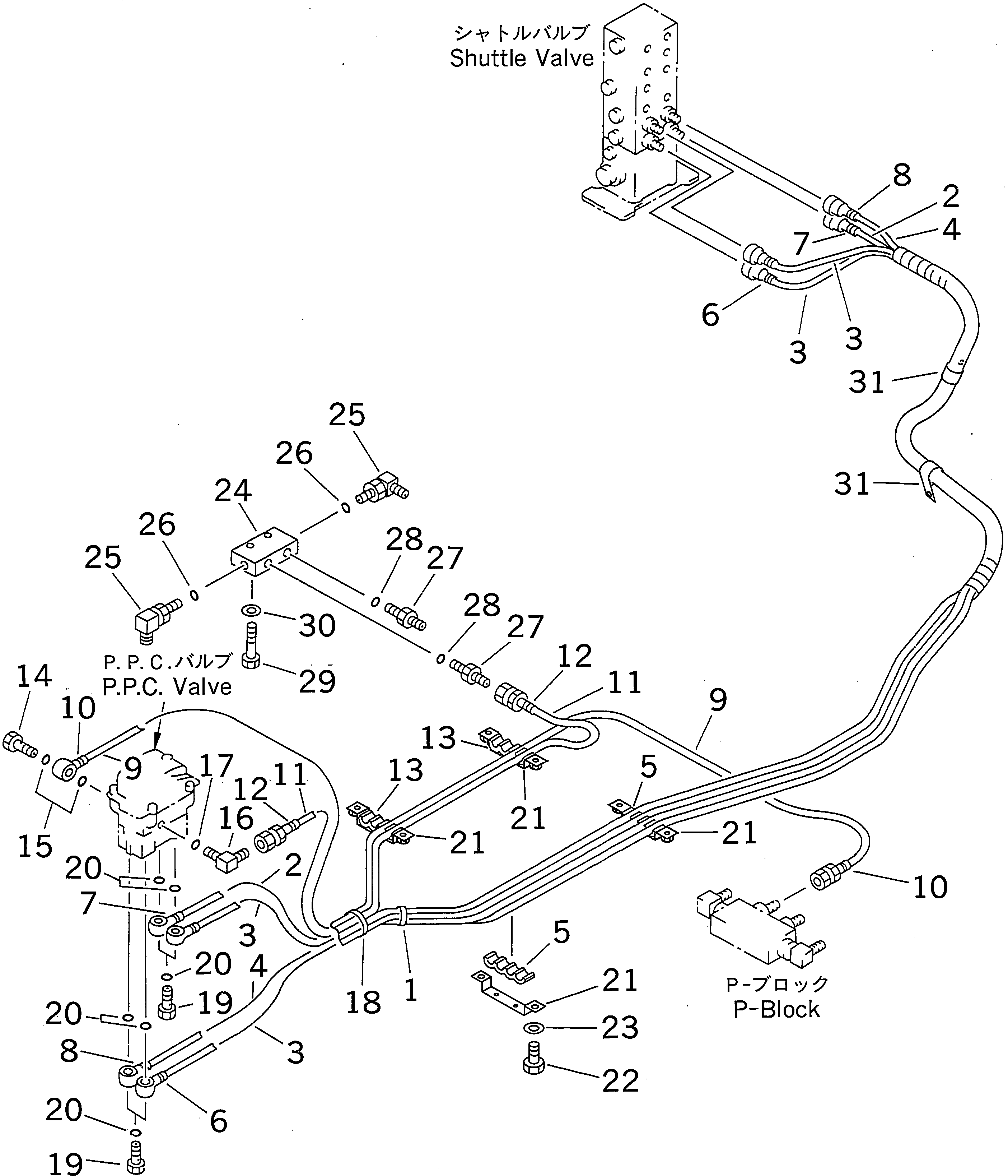 Komatsu parts book diagram for PC300-6 S/N 30001-UP: FLOOR FRAME (PPC TRAVEL LINE)(#30638-32999)