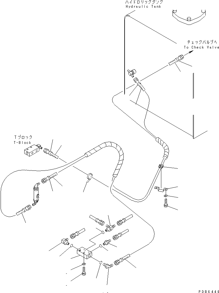 Komatsu parts book diagram for PC300-6 S/N 30001-UP: FLOOR FRAME (PPC WORK LINE) (HOSE AND BLOCK)(#30638-32999)