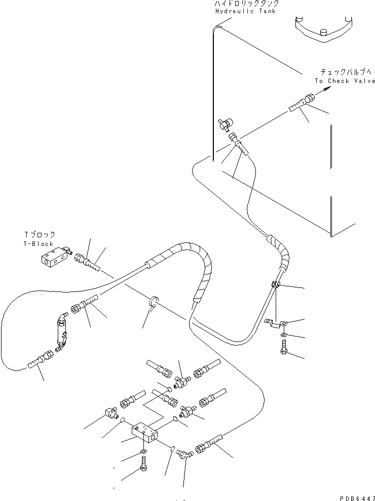 Komatsu parts book diagram for PC300-6 S/N 30001-UP: FLOOR FRAME (PPC WORK LINE) (HOSE AND BLOCK) (1 ACTUATOR)(#30638-32999)