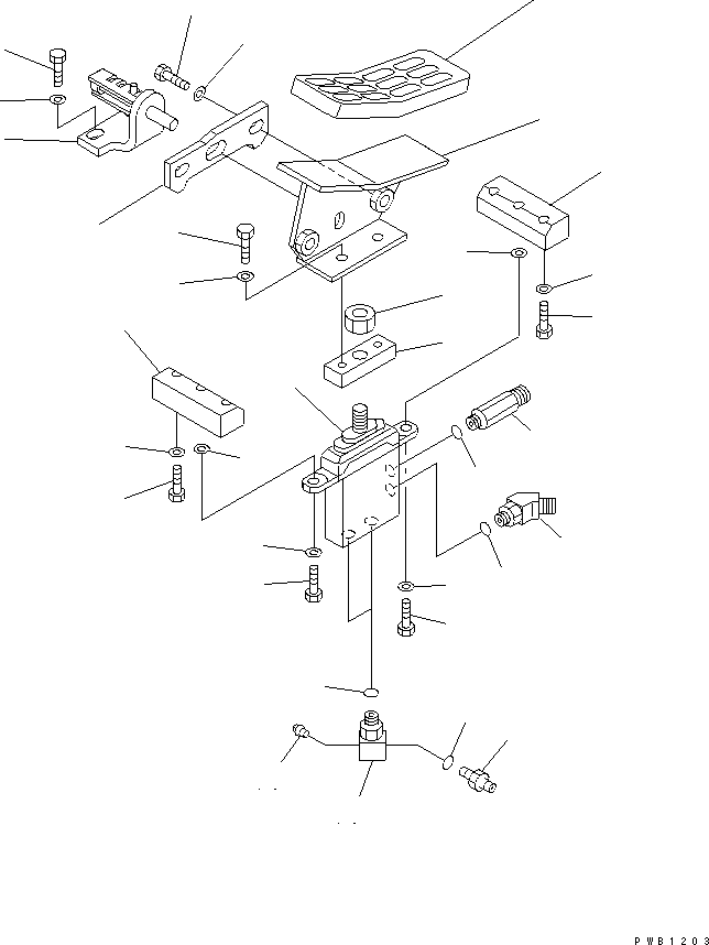 Komatsu parts book diagram for PC300-6 S/N 30001-UP: ATTACHMENT CONTROL PEDAL (1 ACTUATOR)(#30001-30637)