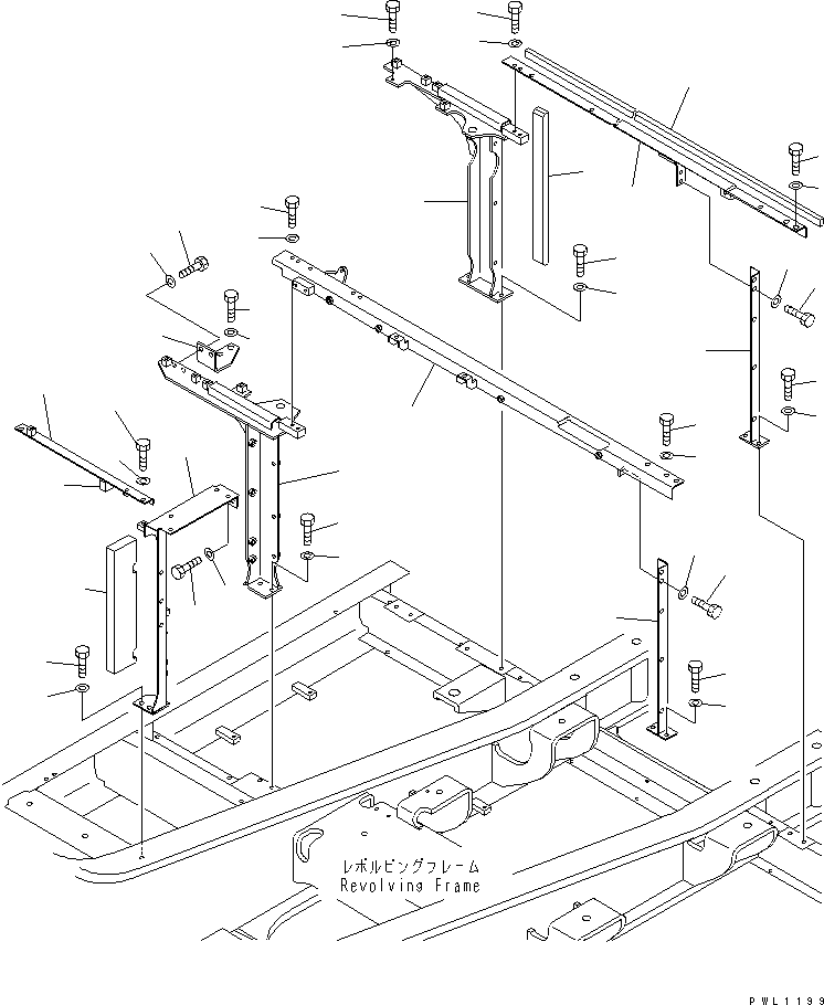 Komatsu parts book diagram for PC300-6 S/N 30001-UP: FRAME (MACHINE CAB) (AIR CONDITIONER LESS)(#33416-33465)