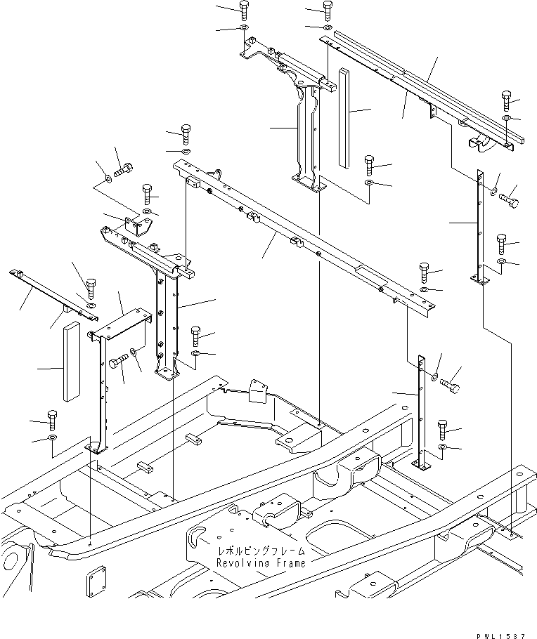 Komatsu parts book diagram for PC300-6 S/N 30001-UP: FRAME (MACHINE CAB) (AIR CONDITIONER LESS)(#33466-)