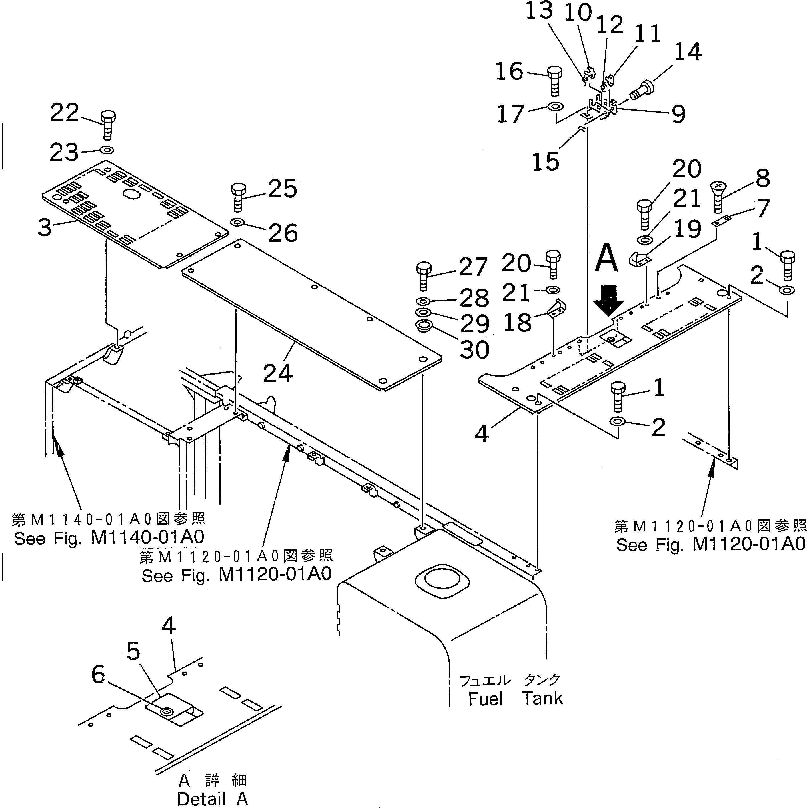 Komatsu parts book diagram for PC300-6 S/N 30001-UP: COVER (UPPER) (MACHINE CAB)(#30001-32999)