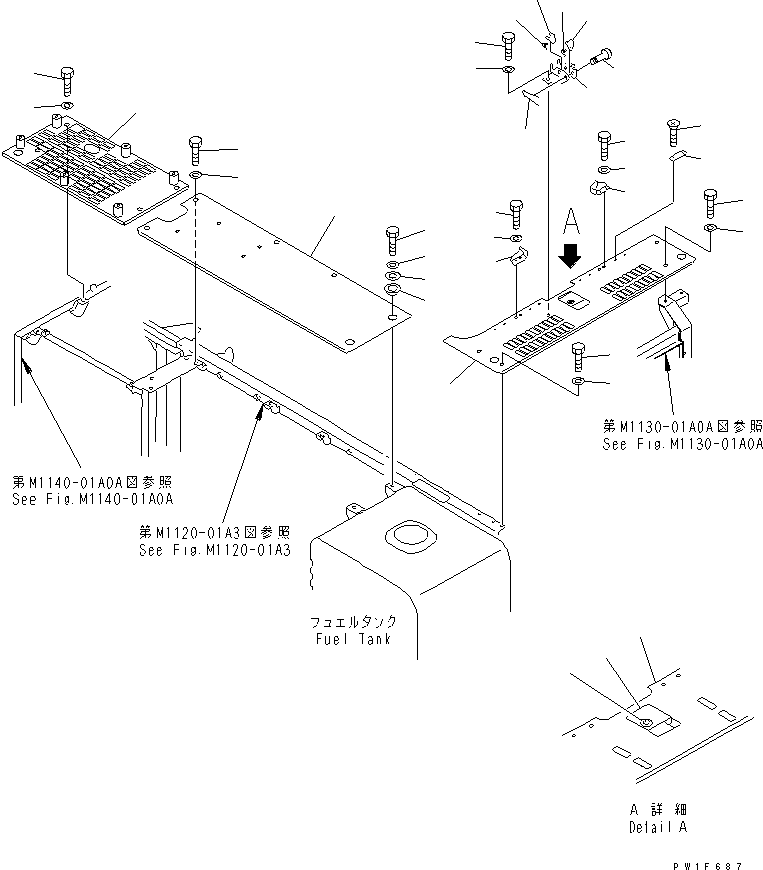 Komatsu parts book diagram for PC300-6 S/N 30001-UP: COVER (UPPER) (MACHINE CAB) (COLD WEATHER A SPEC.) (CAB HEATER)(#34233-)