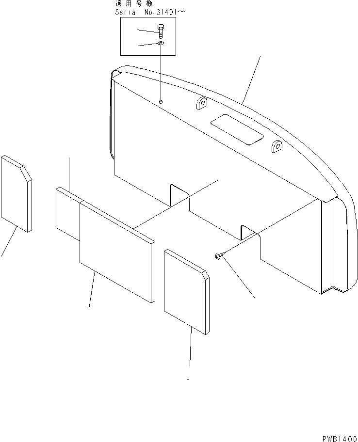 Komatsu parts book diagram for PC300-6 S/N 30001-UP: COUNTERWEIGHT (6320KG)(#30001-33465)