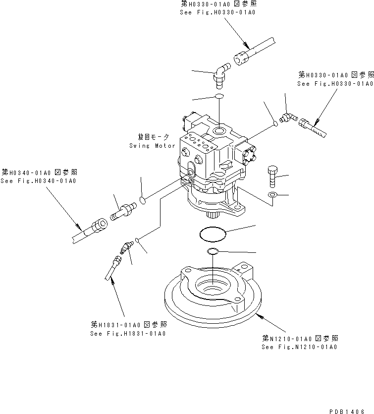 Komatsu parts book diagram for PC300-6 S/N 30001-UP: SWING MOTOR (CONNECTING PARTS)(#30001-32999)