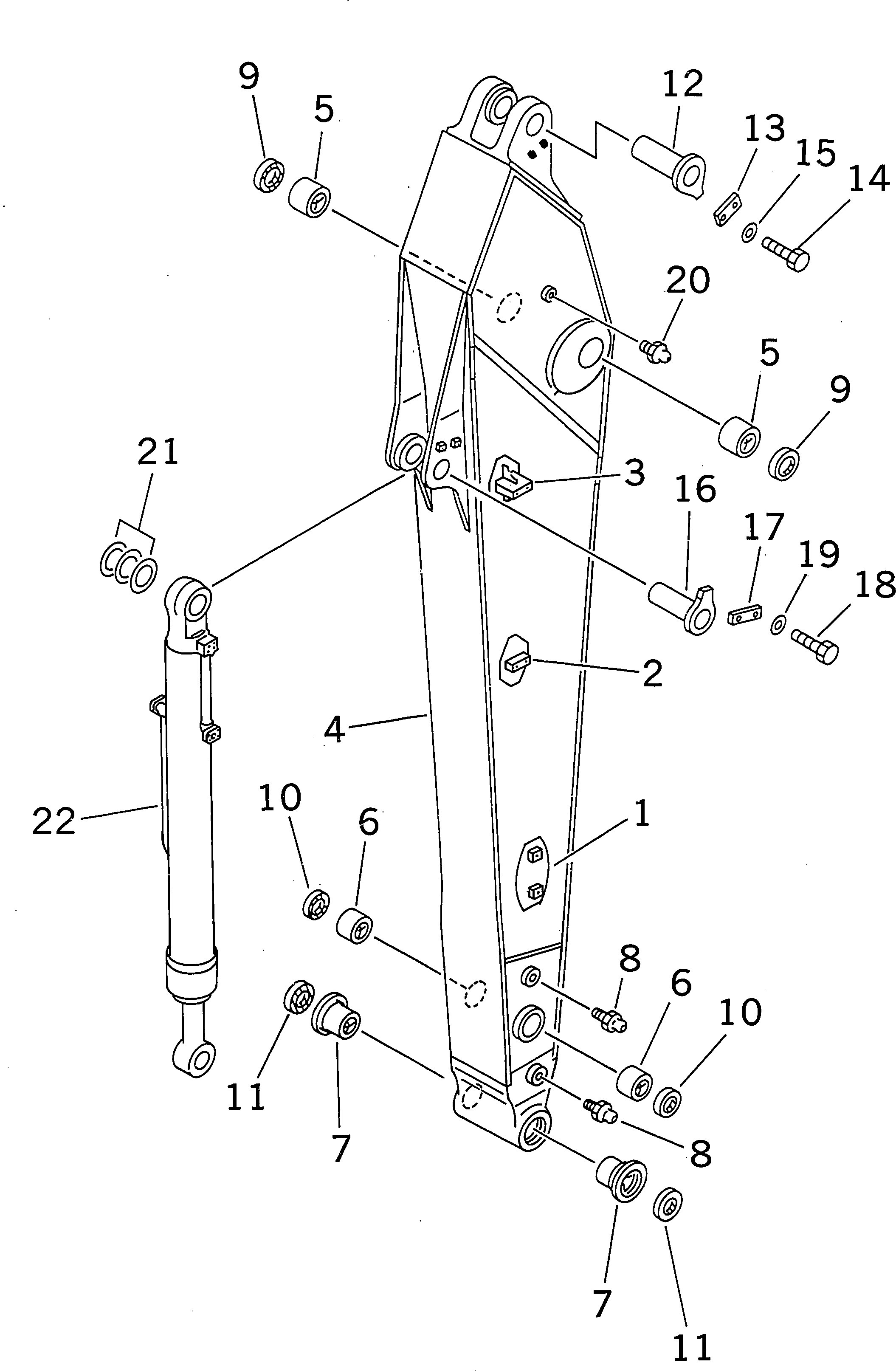 Komatsu parts book diagram for PC300-6 S/N 30001-UP: ARM (3.2M) (ARM AND BUCKET CYLINDER) (FOR ADDITIONAL PIPING)