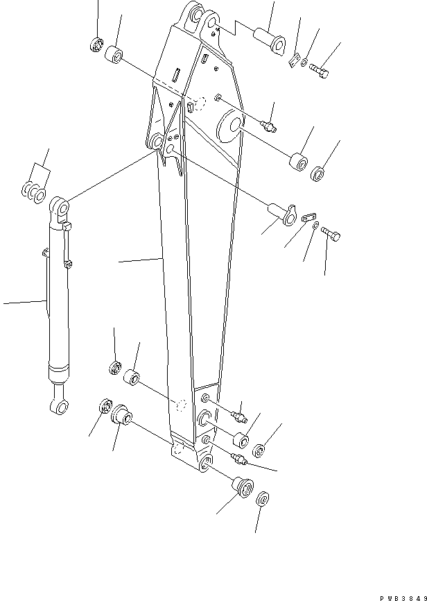 Komatsu parts book diagram for PC300-6 S/N 30001-UP: ARM (3.2M) (ARM AND BUCKET CYLINDER) (WITH AUTO GREASING)