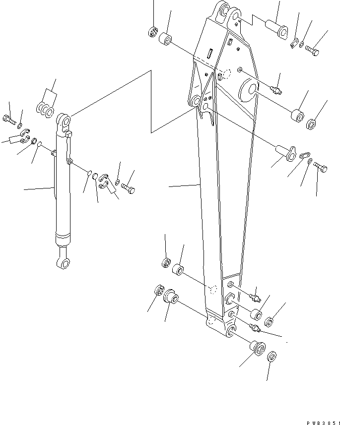 Komatsu parts book diagram for PC300-6 S/N 30001-UP: ARM (3.2M) (ARM AND BUCKET CYLINDER) (WITH AUTO GREASING)        (FOR COMPONENT)
