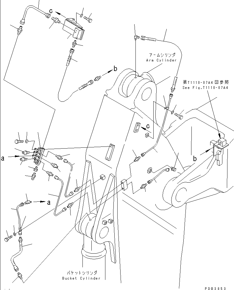 Komatsu parts book diagram for PC300-6 S/N 30001-UP: ARM (3.2M) (GREASING LINE) (WITH AUTO GREASING)