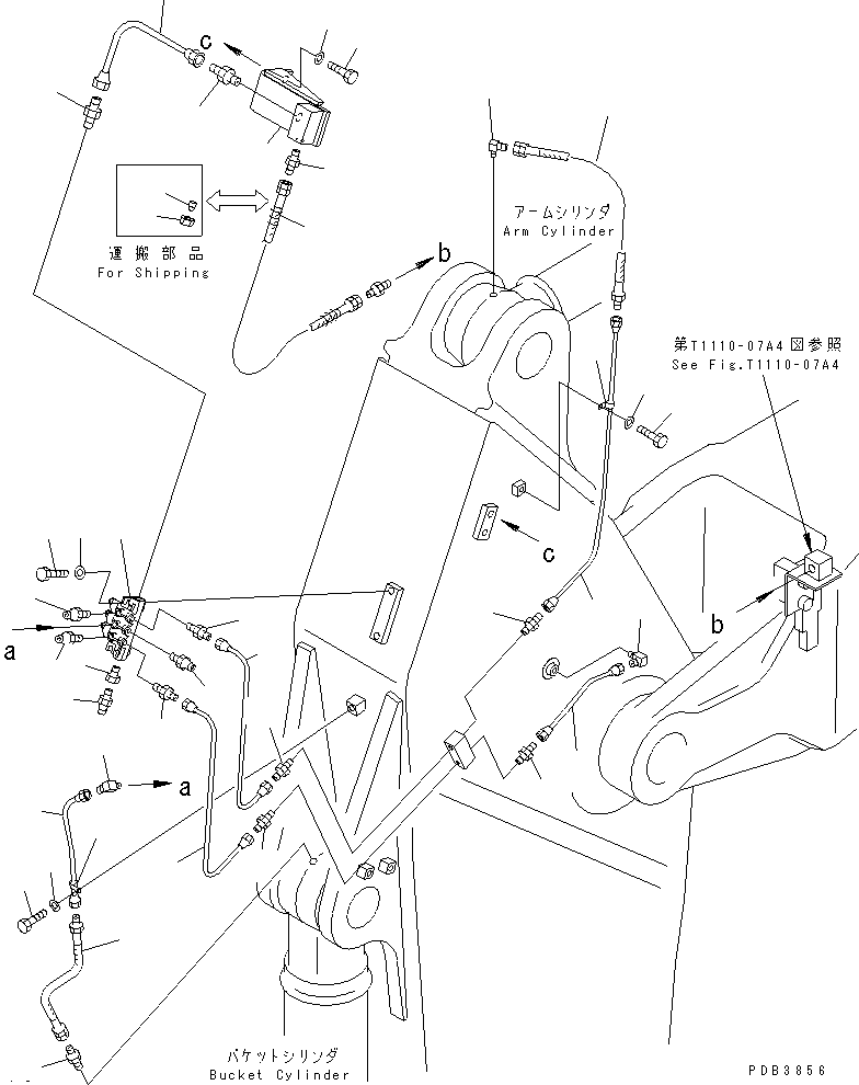 Komatsu parts book diagram for PC300-6 S/N 30001-UP: ARM (3.2M) (HEAVY DUTY) (GREASING LINE) (WITH AUTO GREASING)(KIT)