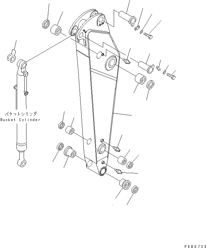 Komatsu parts book diagram for PC300-6 S/N 30001-UP: ARM (2.2M) (ARM)